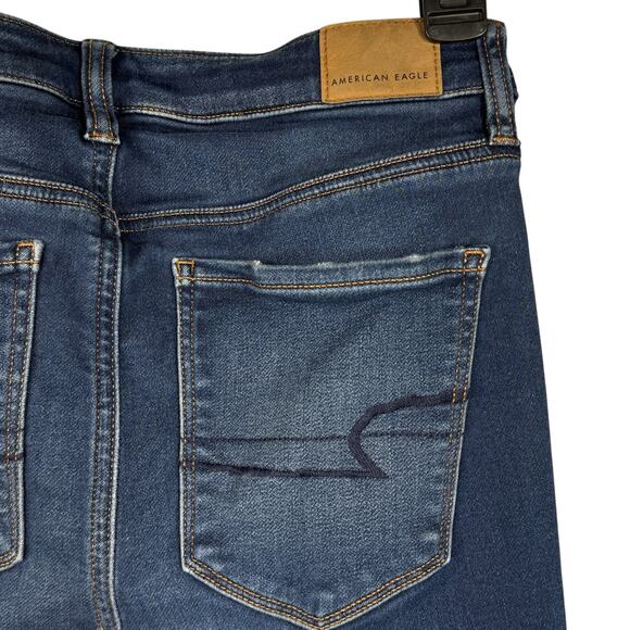 American Eagle SZ 6 Super Hi-Rise Jeggings Jeans Distressed Stretch Frayed Hems - Picture 8 of 12